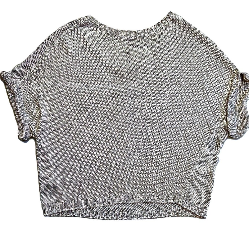 Vince Metallic V-Neck Short- Sleeved Sweater - Picture 6 of 9